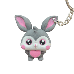 Kalpli Tavşan Figürlü Hareketli 3D Anahtarlık
