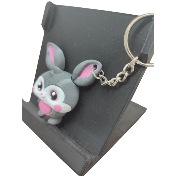 Kalpli Tavşan Figürlü Hareketli 3D Anahtarlık