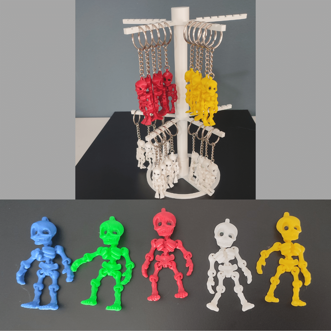 Toptan Hareketli İskelet Anahtarlık Renkli Standlı