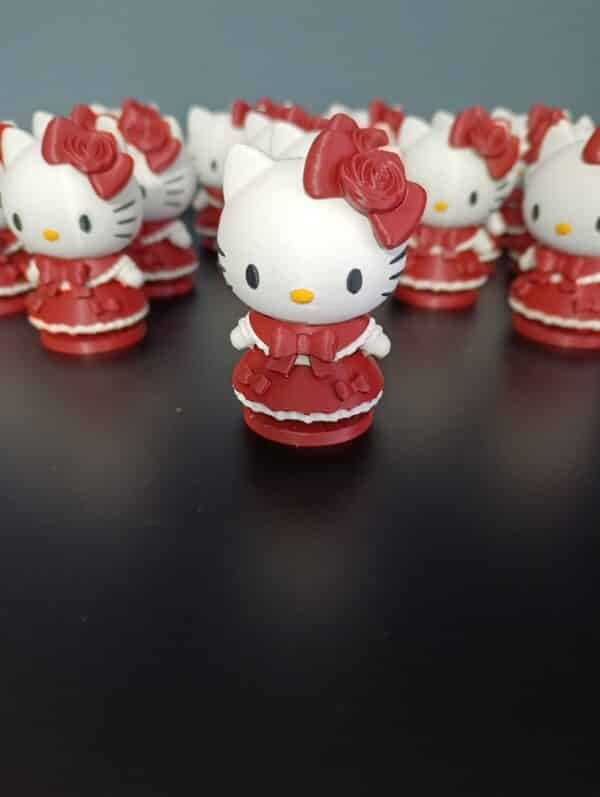 Hello Kitty 3D Figürü ( 10 Cm )  Kırmızı elbiseli