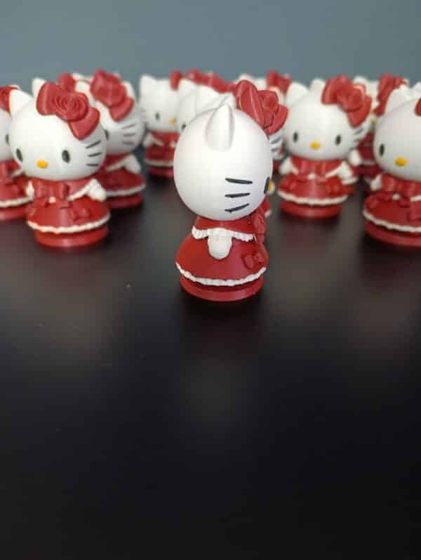 Hello Kitty 3D Figürü ( 10 Cm )  Kırmızı elbiseli