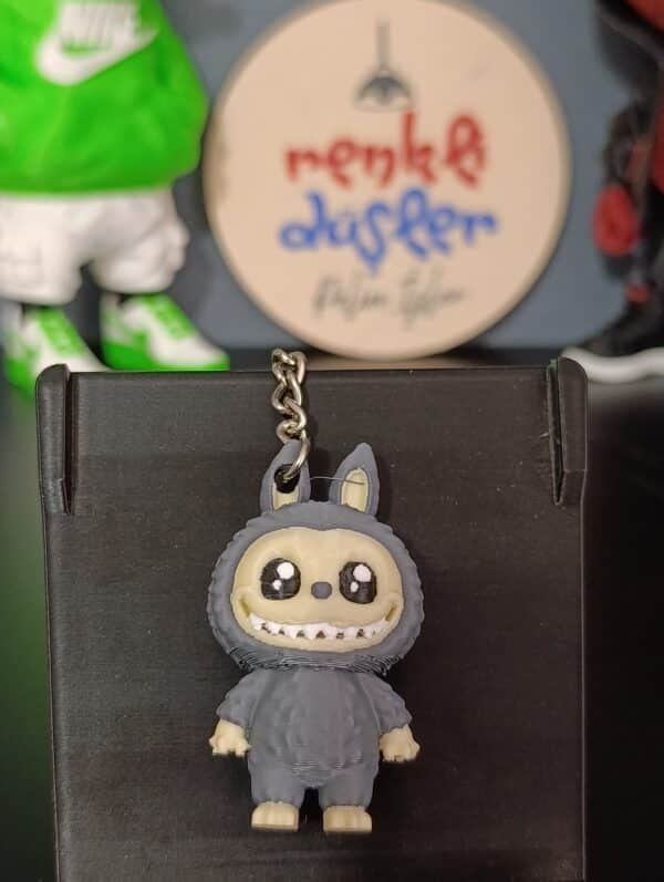 Labubu  3D Anahtarlık 6 cm  ( gri )