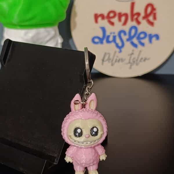 Labubu 3D Anahtarlık 6 Cm ( pembe )